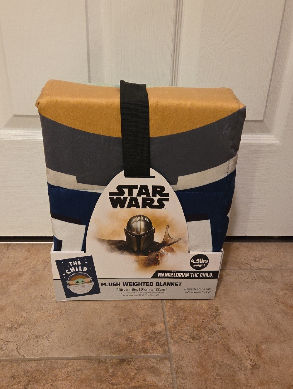 Star Wars Mandalorian Plush Weighted Blanket - Gold, Navy, White, Gray